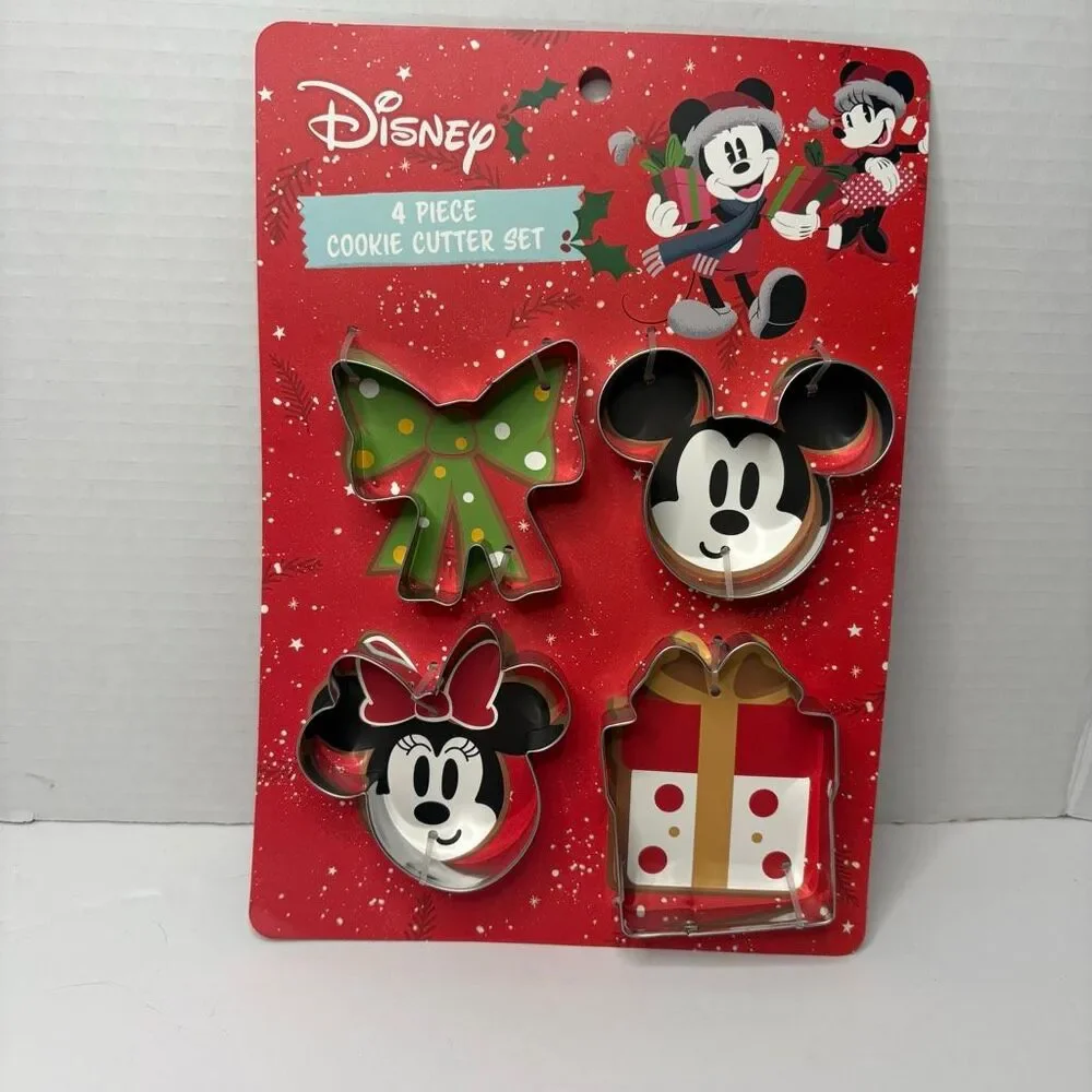 Disney Mickey Mouse Minnie Mouse Cookie Cutters Present Bow NWT